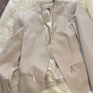 Carmen Collarless Light Beige Women's Blazer Jacket